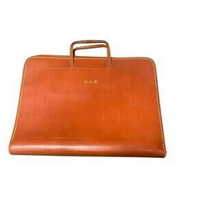 Vtg Distressed Split Cowhide Leather Attache Portfolio Briefcase Zip Around